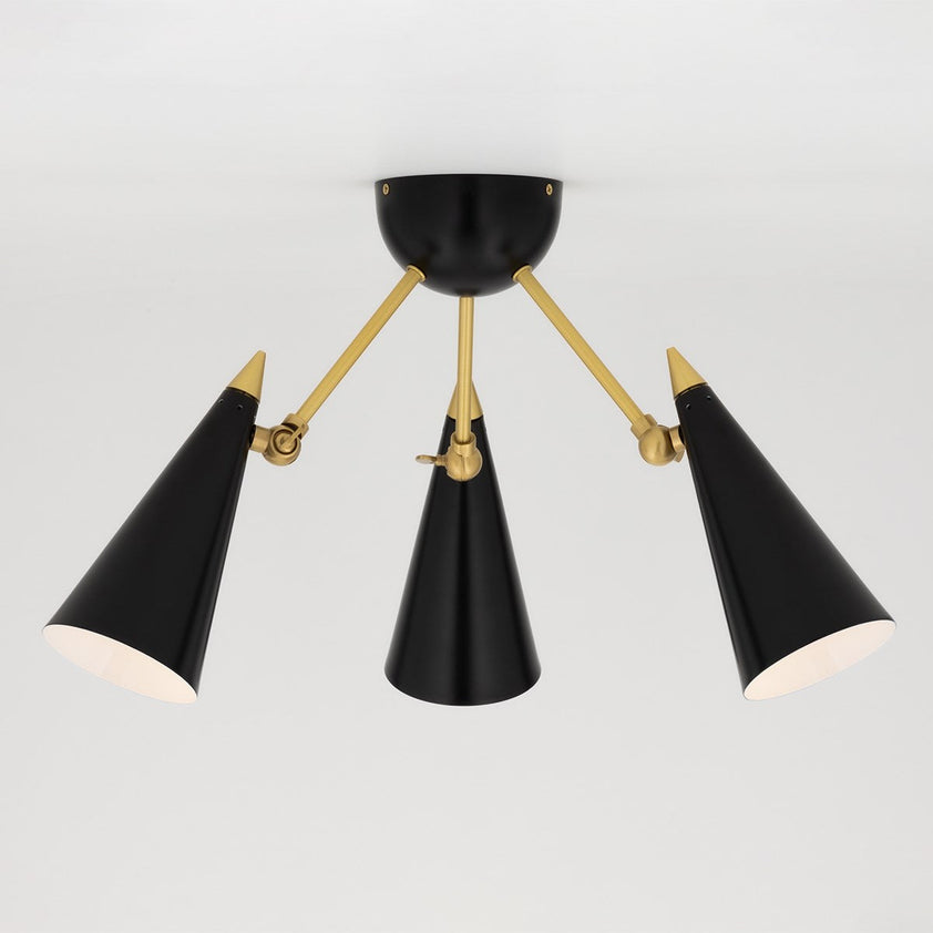 Moxie Semi Flush - Aged Brass/Dusk Black