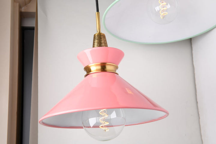 Kiki Pendant 15" - Aged Brass/Pink