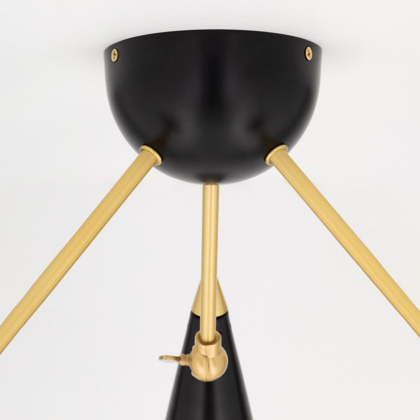 Moxie Semi Flush - Aged Brass/Dusk Black