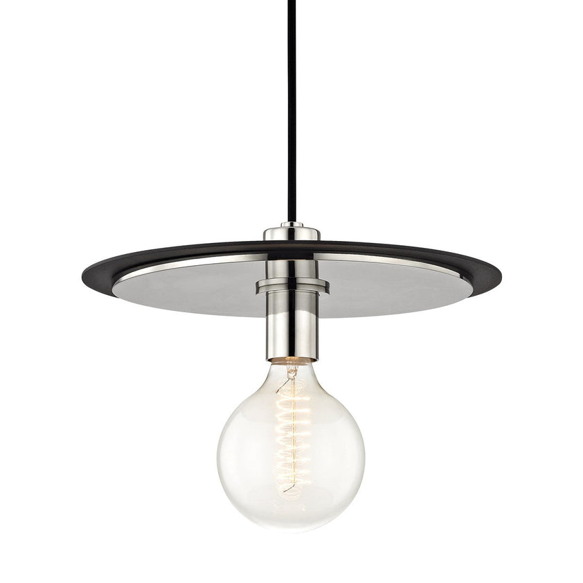 Milo Pendant 10" - Polished Nickel/Dusk Black