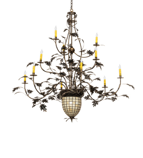 60" Wide Greenbriar Oak 12 Arm Chandelier