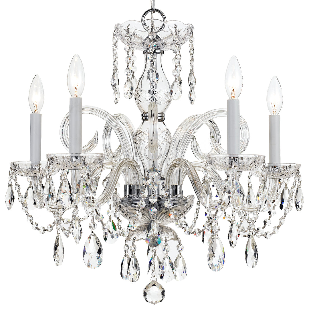 Crystorama Traditional Crystal 5 Light Swarovski Strass Crystal Polished Brass Chandelier