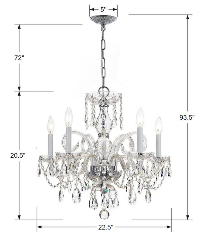 Crystorama Traditional Crystal 5 Light Swarovski Strass Crystal Polished Brass Chandelier