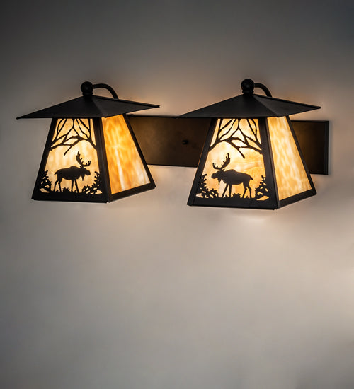 24" Wide Moose At Dawn 2 Light Wall Sconce