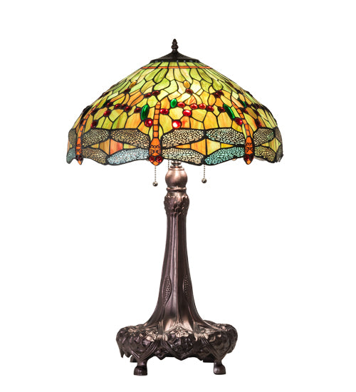 31" High Tiffany Hanginghead Dragonfly Table Lamp