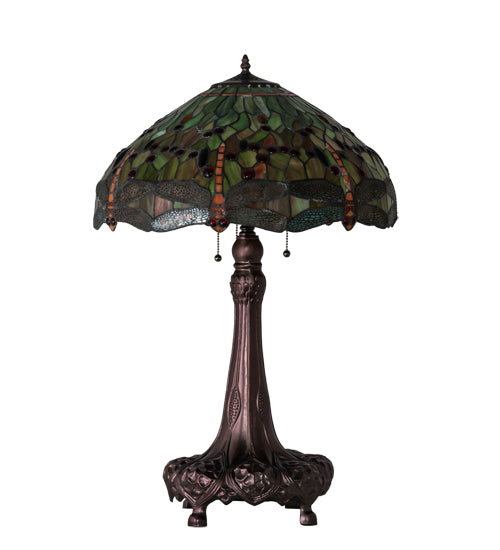 31" High Tiffany Hanginghead Dragonfly Table Lamp