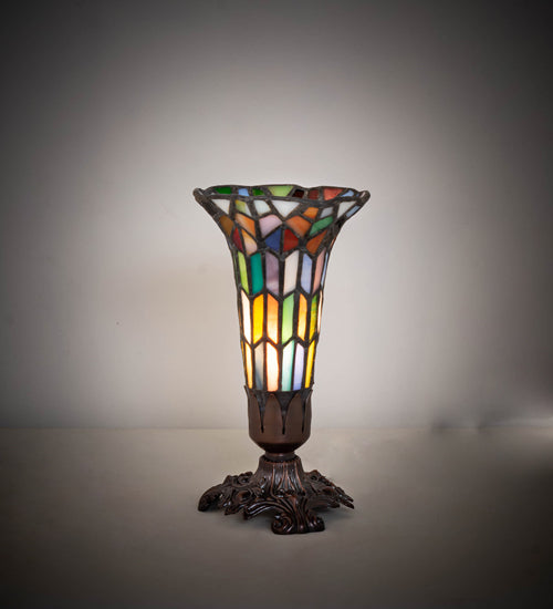 8" High Stained Glass Pond Lily Victorian Accent Lamp