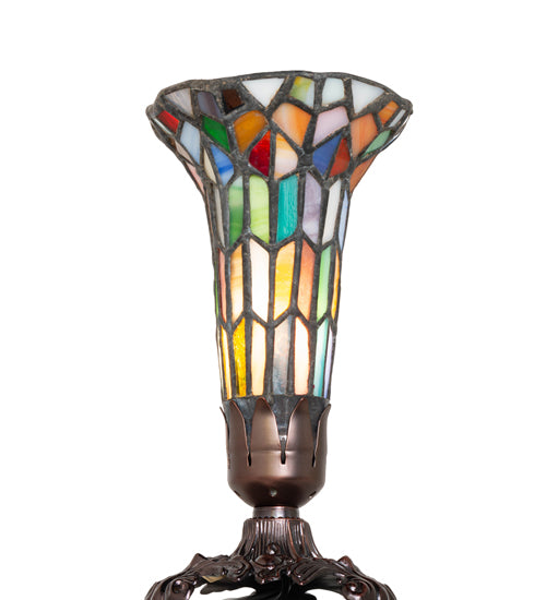 8" High Stained Glass Pond Lily Victorian Accent Lamp