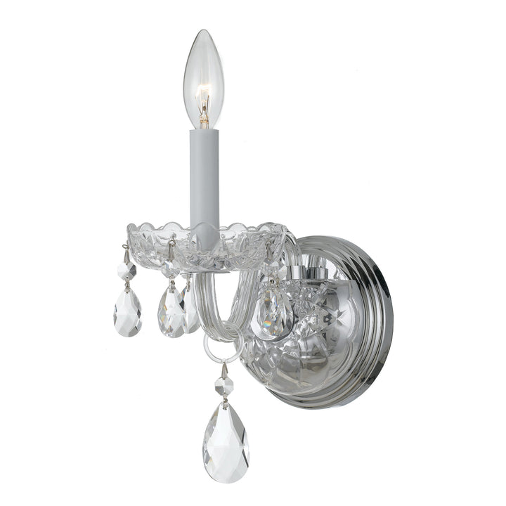 Traditional Crystal 1 Light Spectra Crystal Polished Brass Sconce