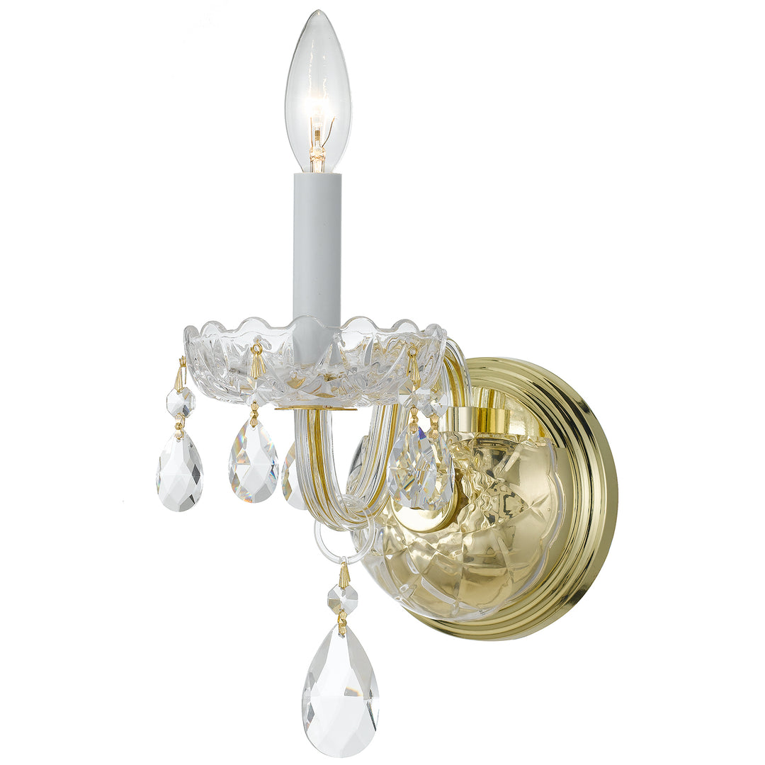 Crystorama Traditional Crystal 1 Light Spectra Crystal Polished Brass Sconce