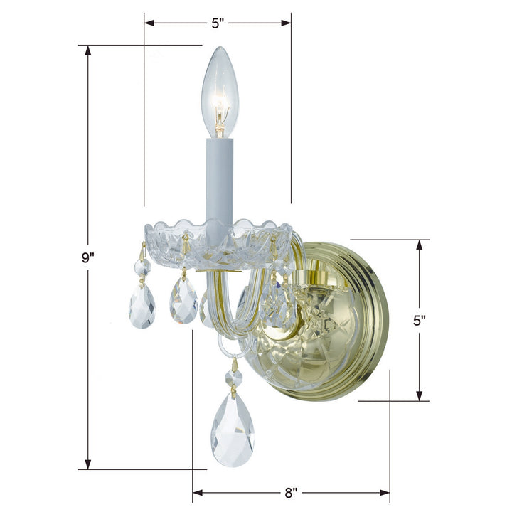 Crystorama Traditional Crystal 1 Light Spectra Crystal Polished Brass Sconce