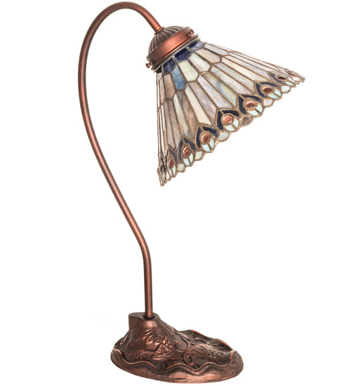 18" High Tiffany Jeweled Peacock Desk Lamp