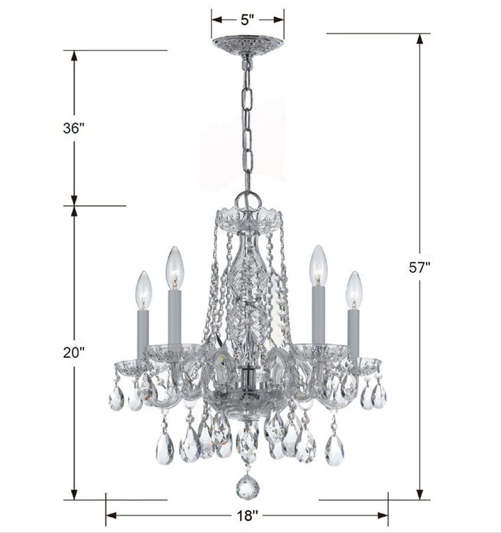 Crystorama Traditional Crystal 5 Light Hand Cut Crystal Polished Brass Chandelier