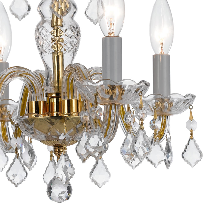 Crystorama Traditional Crystal 4 Light Hand Cut Crystal Polished Brass Mini Chandelier