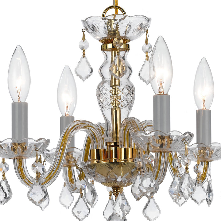 Crystorama Traditional Crystal 4 Light Hand Cut Crystal Polished Brass Mini Chandelier