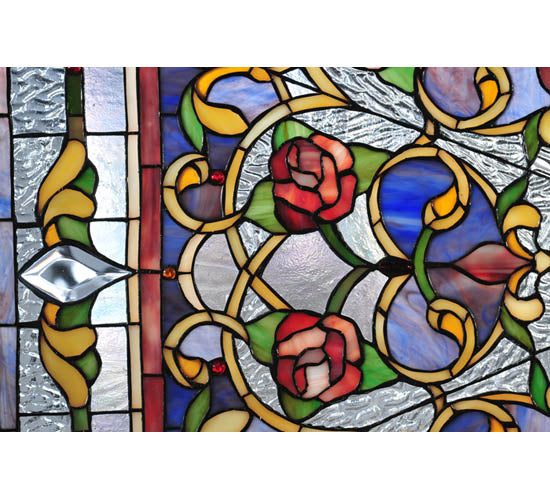 35"W X 35"H Floral Stained Glass Window