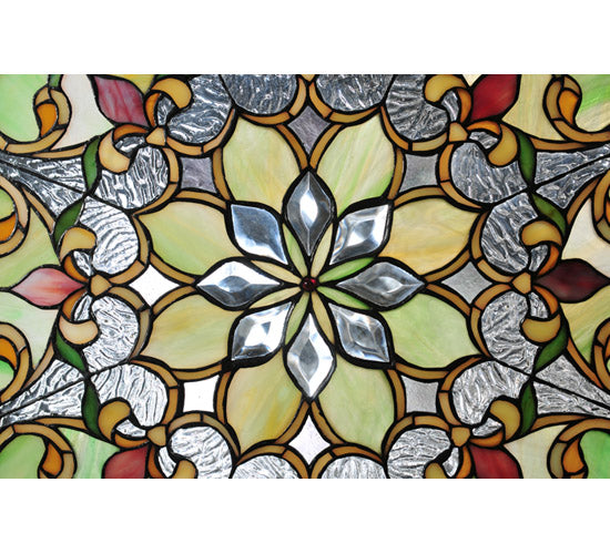 35"W X 35"H Floral Stained Glass Window