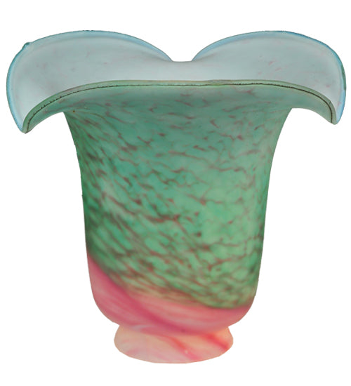 5.5"W Fluted Pink And Green Shade