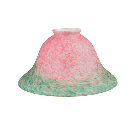 7.5" Wide Pink & Green Pate-De-Verre Bell Shade