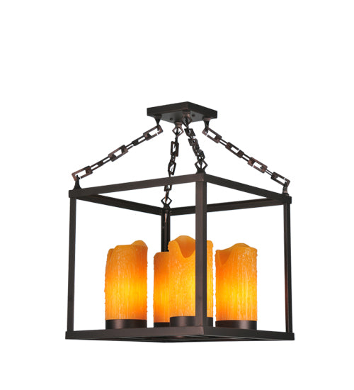 16" Square Kitzi Box 4 Light Chandelier