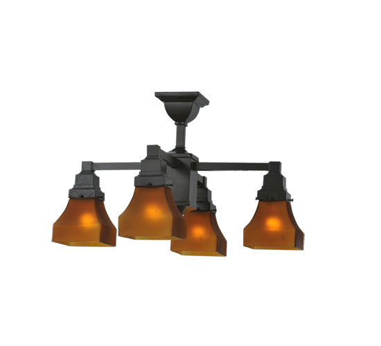 22"W Bungalow Frosted Amber 4 Lt Chandelier