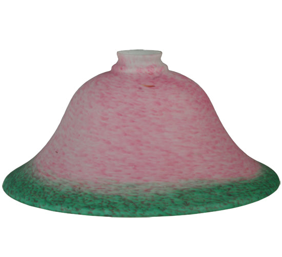 13" Wide Pate-De-Verre Bell Pink & Green Shade