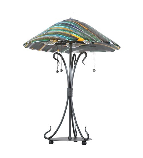 24"H Penna Di Pavone Fused Glass Table Lamp