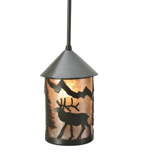 6" Wide Lone Elk Lantern Mini Pendant