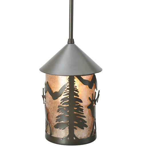 6" Wide Lone Elk Lantern Mini Pendant