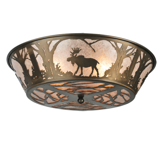 22" Wide New Moose At Dawn Flushmount