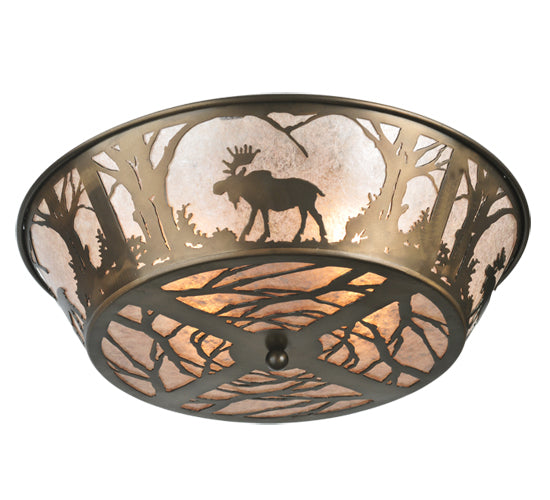 22" Wide New Moose At Dawn Flushmount