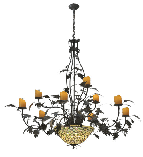 63" Wide Diamond & Jewel Oak Leaf 9 Arm Chandelier