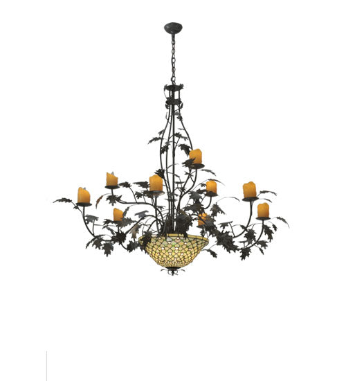 63" Wide Diamond & Jewel Oak Leaf 9 Arm Chandelier