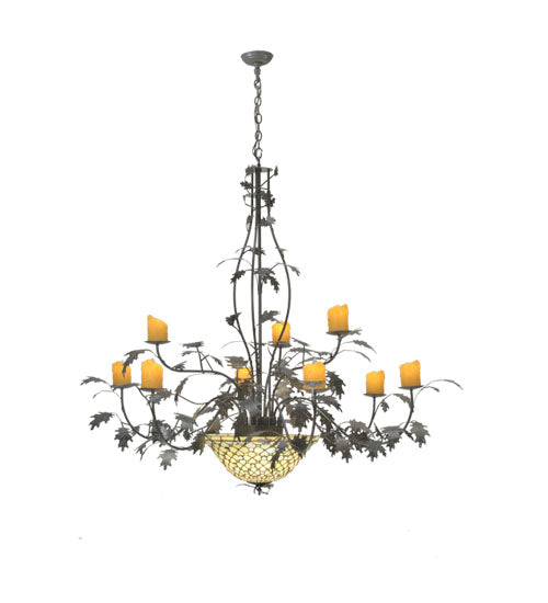 63" Wide Diamond & Jewel Oak Leaf 9 Arm Chandelier