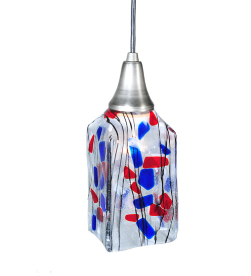 4"Sq Metro Fusion Americana Draped Glass Mini Pendant