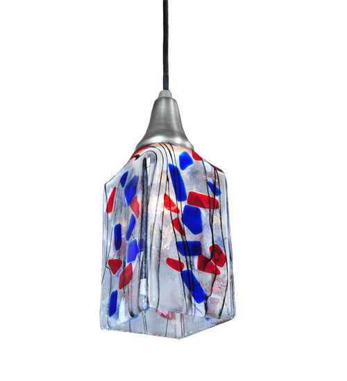 4"Sq Metro Fusion Americana Draped Glass Mini Pendant