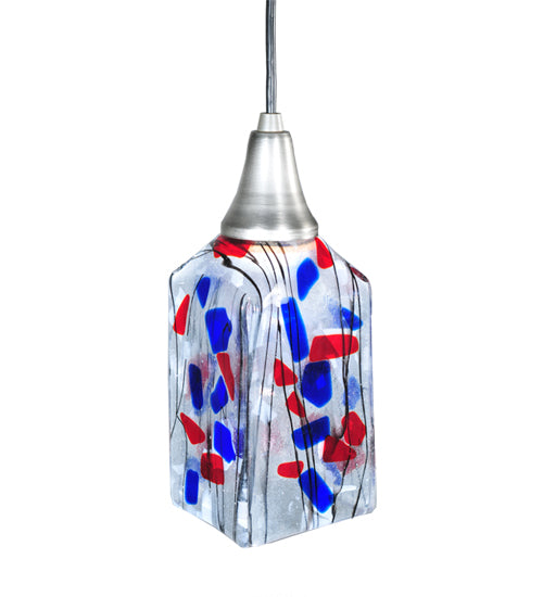 4"Sq Metro Fusion Americana Draped Glass Mini Pendant