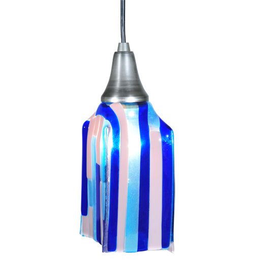 4"Sq Metro Fusion Ocean Breeze Draped Glass Mini Pendant