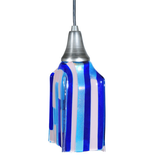 4"Sq Metro Fusion Ocean Breeze Draped Glass Mini Pendant