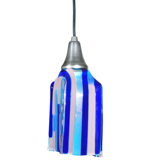 4"Sq Metro Fusion Ocean Breeze Draped Glass Mini Pendant