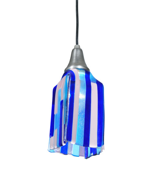 4"Sq Metro Fusion Ocean Breeze Draped Glass Mini Pendant