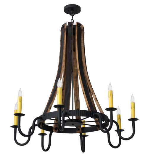 43"W Barrel Stave Madera 8 Lt Chandelier