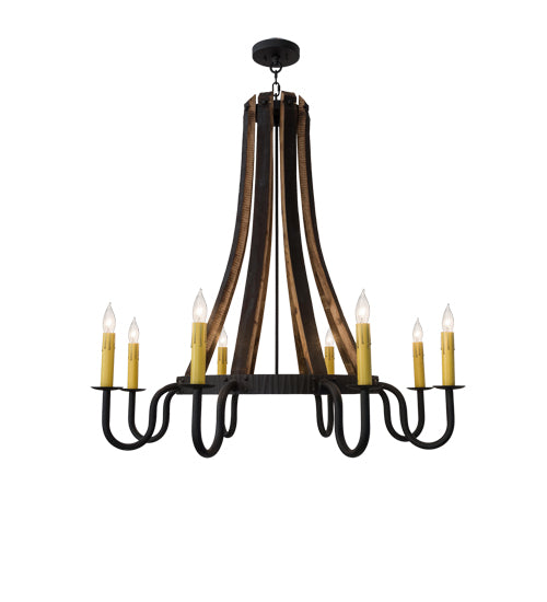 43"W Barrel Stave Madera 8 Lt Chandelier