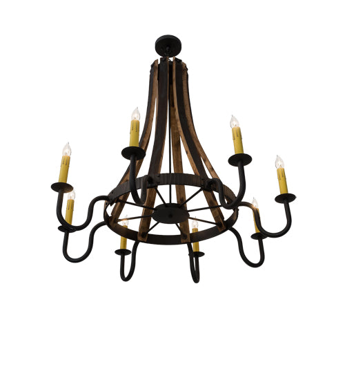 43"W Barrel Stave Madera 8 Lt Chandelier