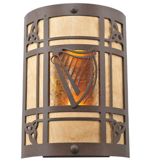 9"W Celtic Harp Wall Sconce