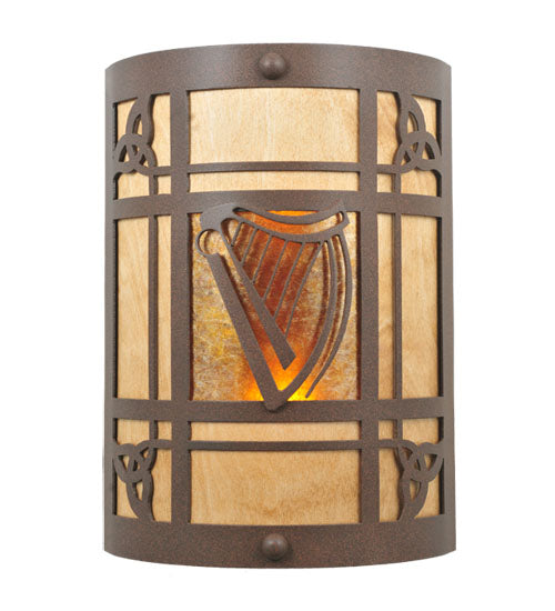 9"W Celtic Harp Wall Sconce