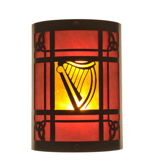 9"W Celtic Harp Wall Sconce