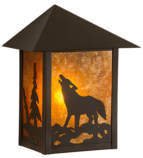 9" Wide Seneca Wolf On The Loose Wall Sconce