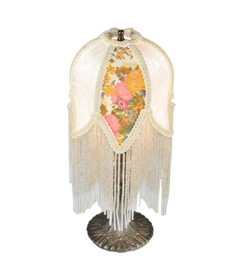 15"H Fabric & Fringe Victorian Tulip Accent Lamp