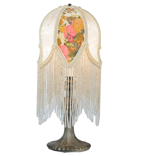 15"H Fabric & Fringe Victorian Tulip Accent Lamp